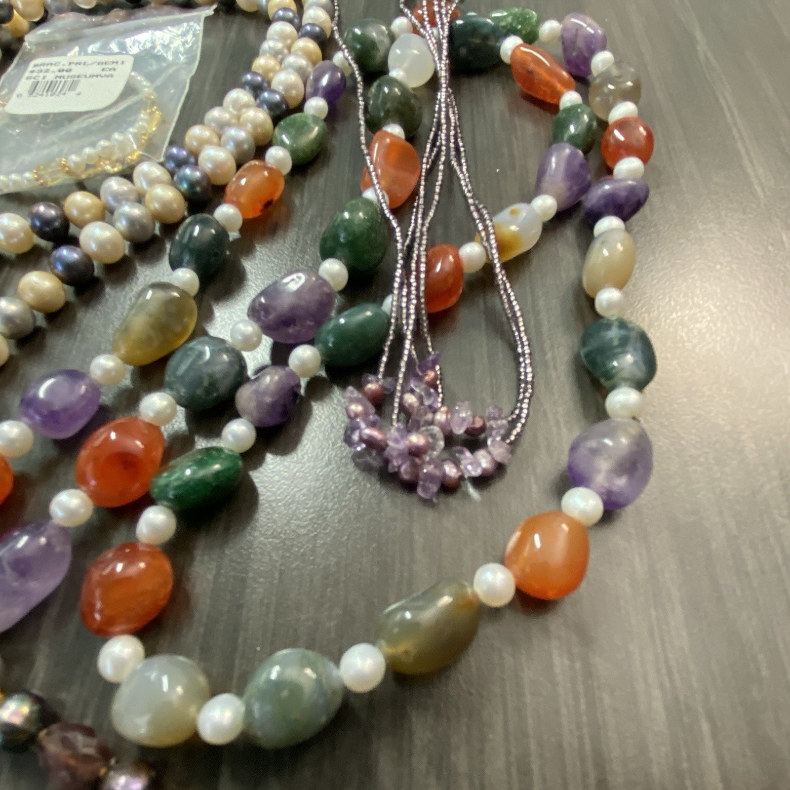 Gemstone Necklace & Bracelet Lot – Semi Precious Gem Jewelry – Amethyst & More