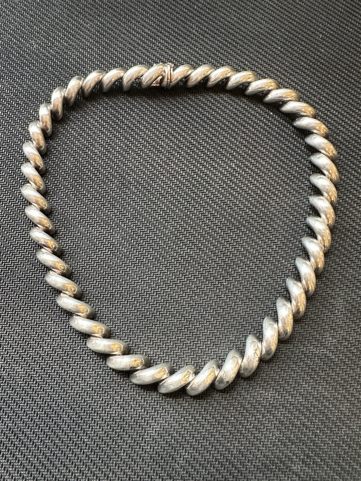 Vtg Sterling Silver 925 San Marco Link Macaroni Style Necklace, 16.5in Long