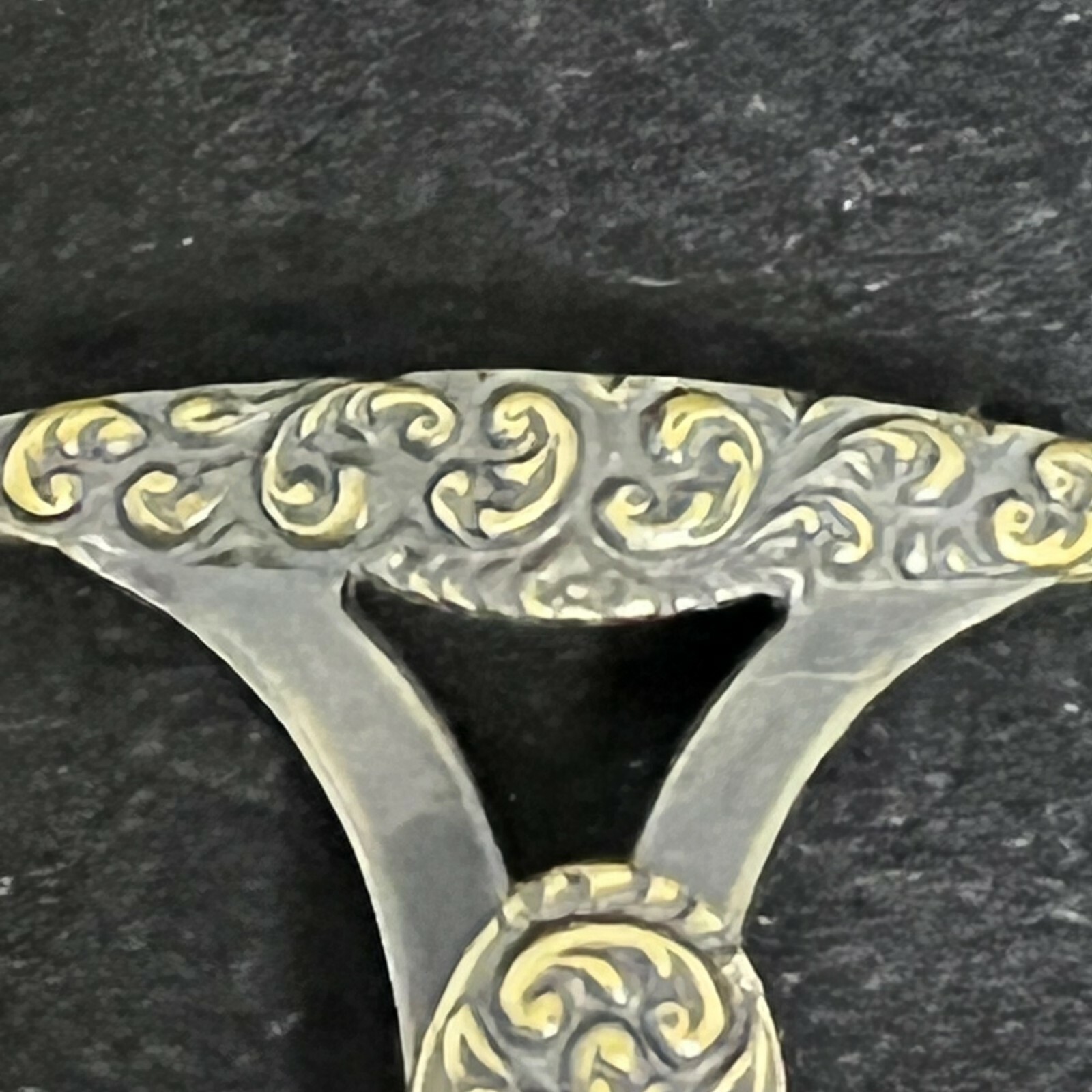 Vintage Gold Tone Hook Brooch With Scrollwork (2701)