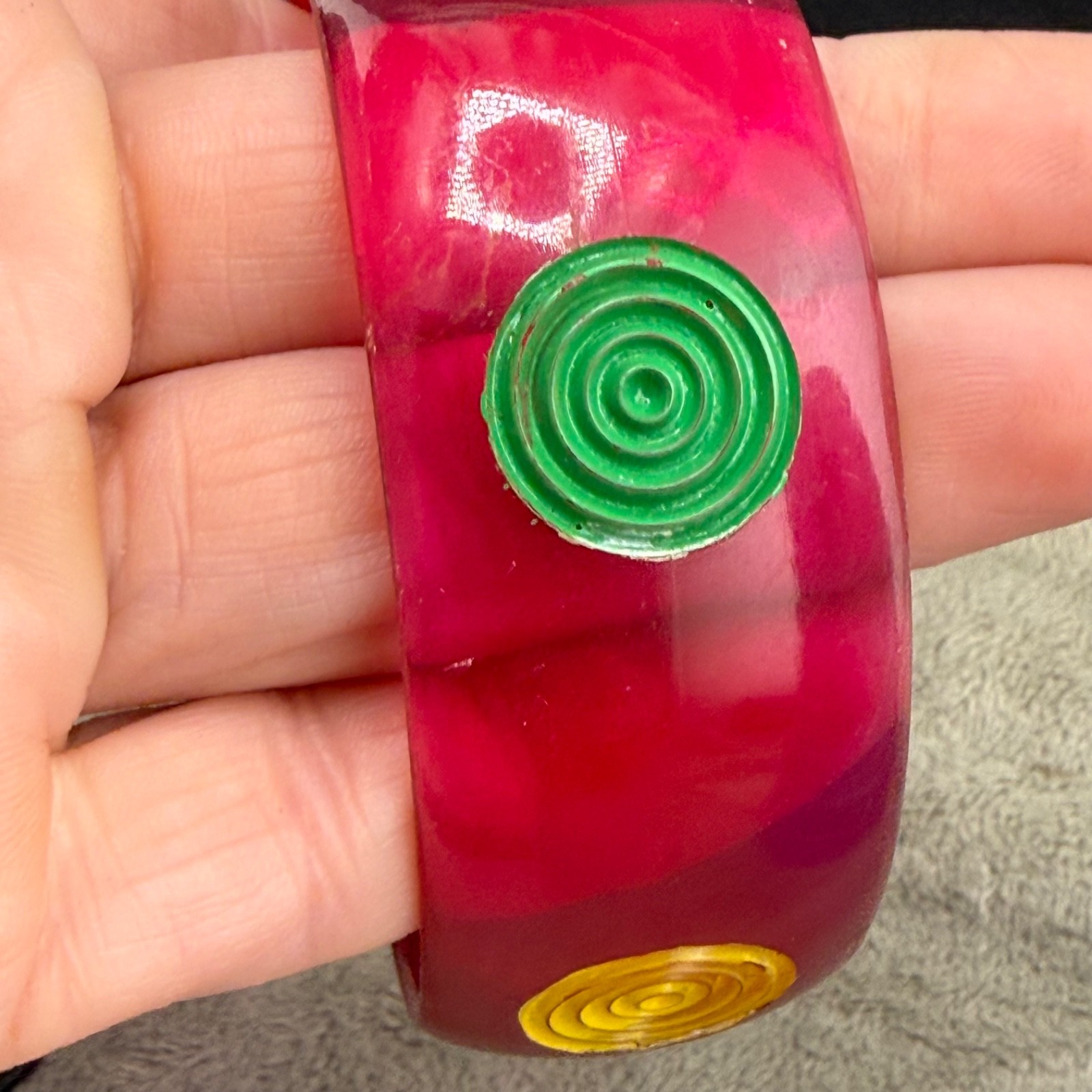 Vintage Western Germany Bangle Bracelet Retro Pink Acrylic 9”