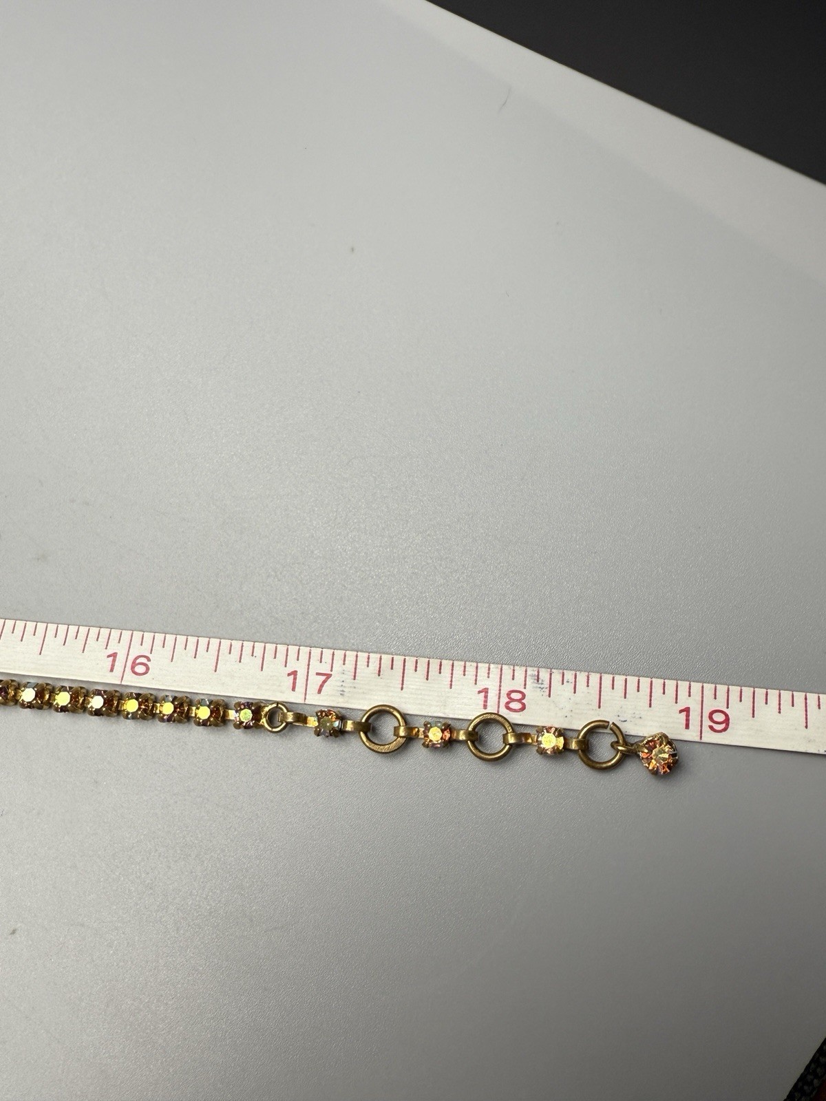 Austrian AB Crystal Rhinestone Necklace Vtg 17.5-18.5” Graduated Stones 8-3mm