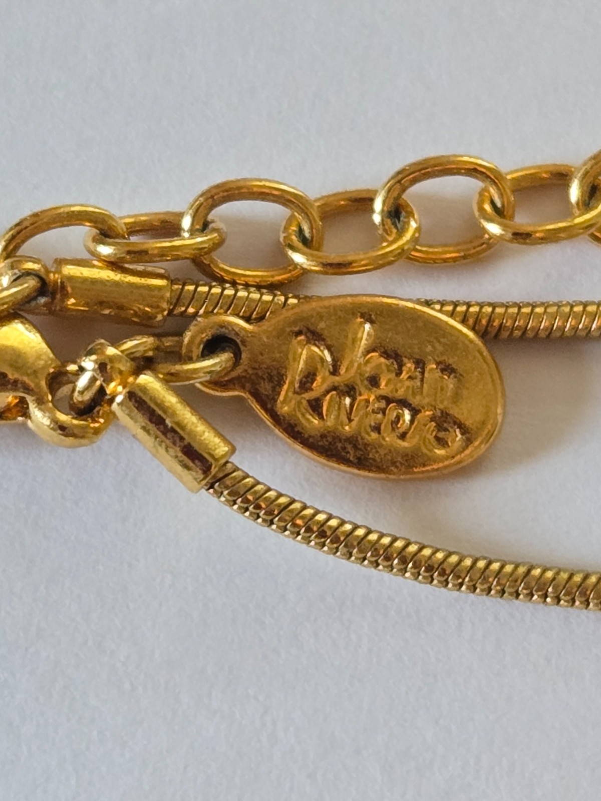 Joan Rivers Snake Chain Necklace with Letter Charm N Gold Tone 16″ w/3″ Extender