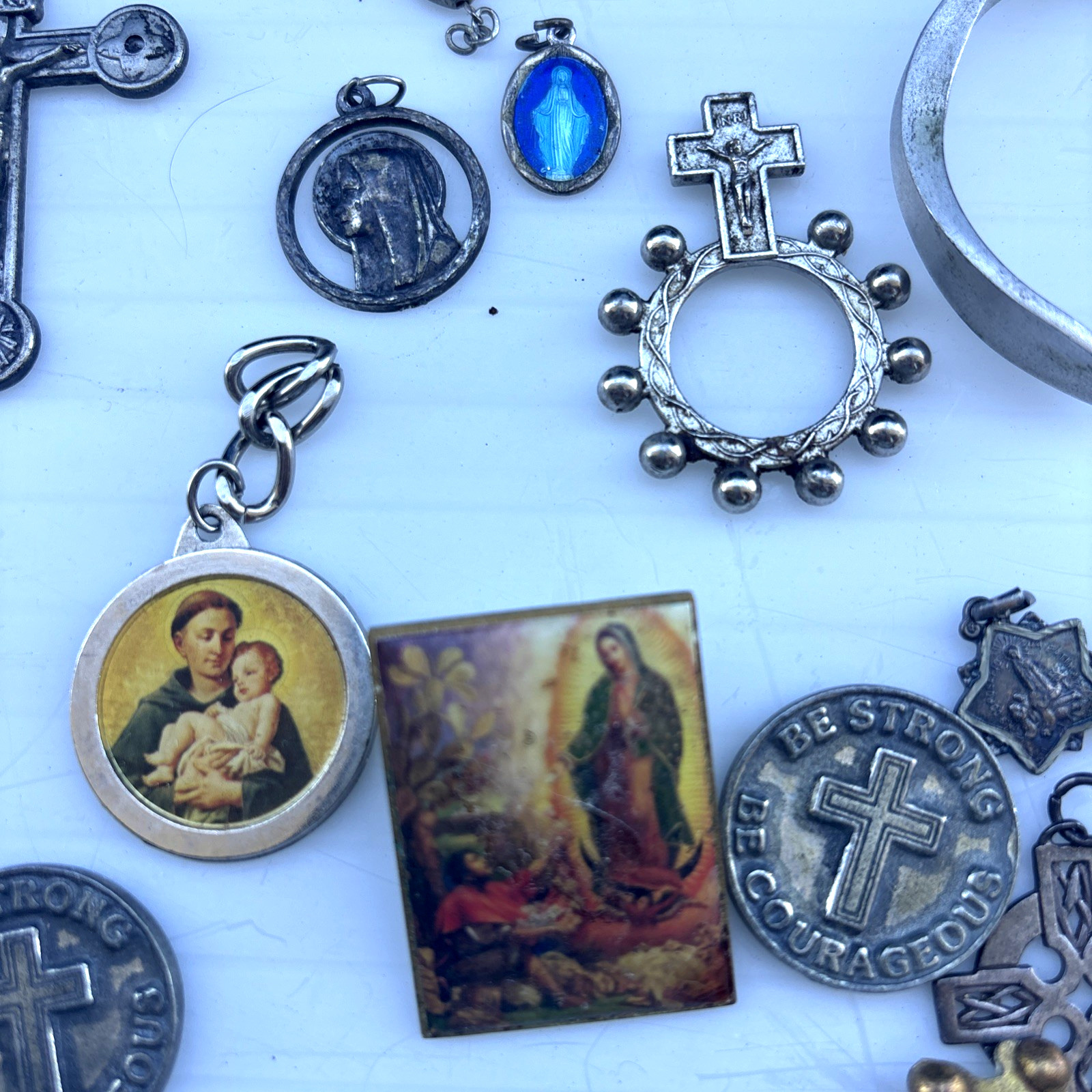 Vintage Jewelry Box Junk Ceramic Lot Christian Catholic Religious Themed Nice