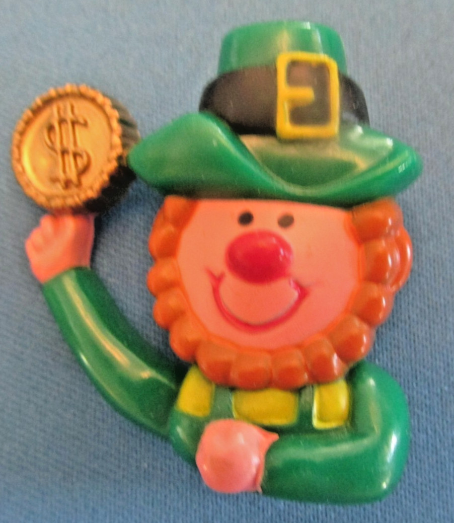 VTG Lucky Leprechaun Figure Brooch St Patrick’s Day Costume Jewelry