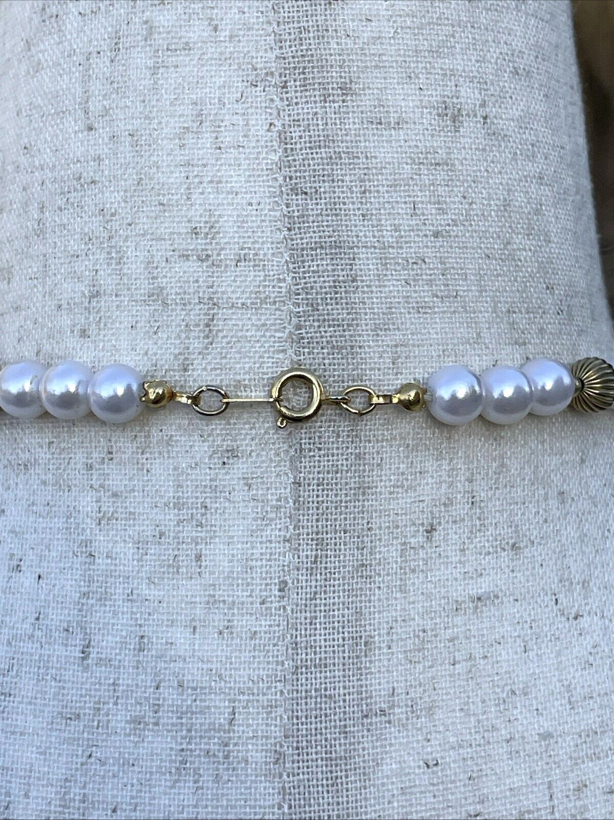 Vintage 1950’s Gold, White & Champagne Faux Pearls Bib Necklace