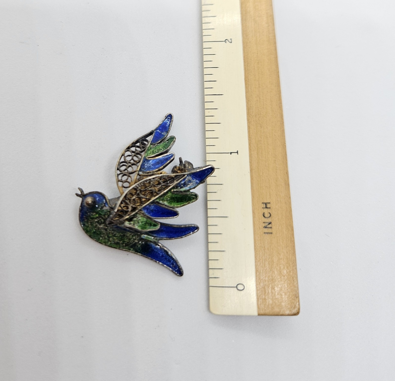 VTG MAGICAL FILIGREE BIRD OF PEACE 800 SILVER STAMP