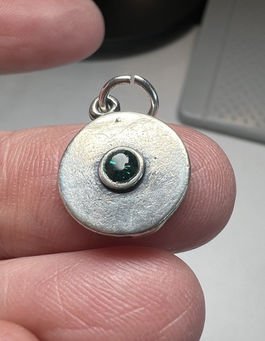 Vintage Sterling Silver 925 N And L May Birthstone Disc Charm
