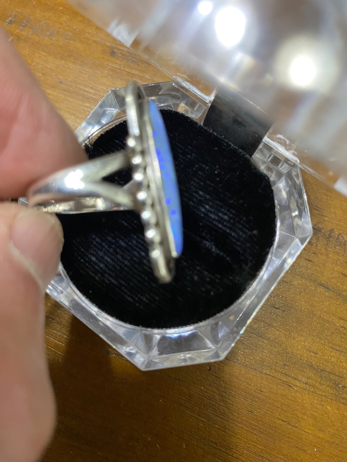 Vintage Sterling Silver and Blue Opal Doublet Ring size 6.5