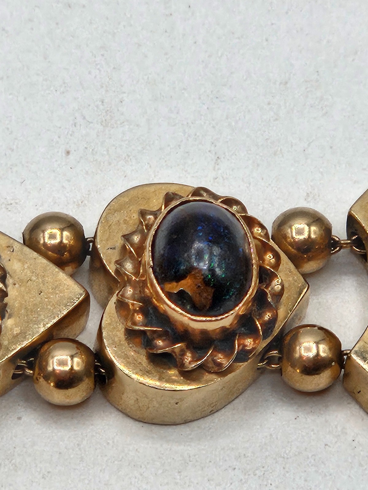 Stunning 14k Yellow Gold Slide Charm Omega Gemstone Bracelet Watch