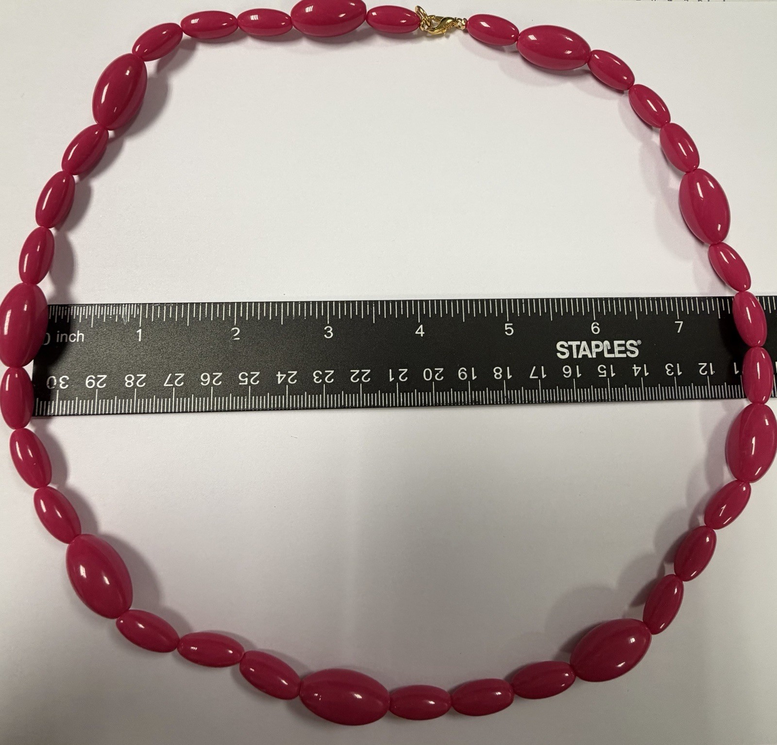 VTG Monet Fuchsia Pink Beaded Necklace Graduated Oval New With Tag NWT Retro 80s