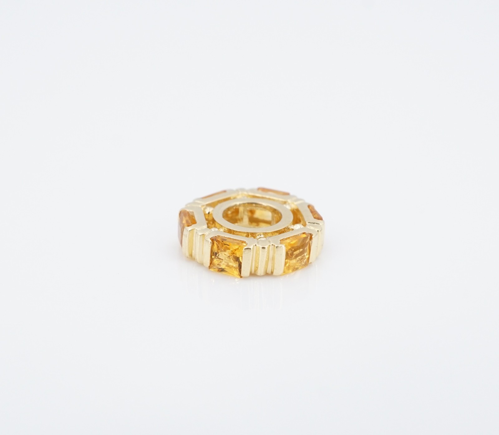 Vintage Storywheel 14k Citrine Slide Charm Yellow Gold 10mm Nancy Brown CHS2288