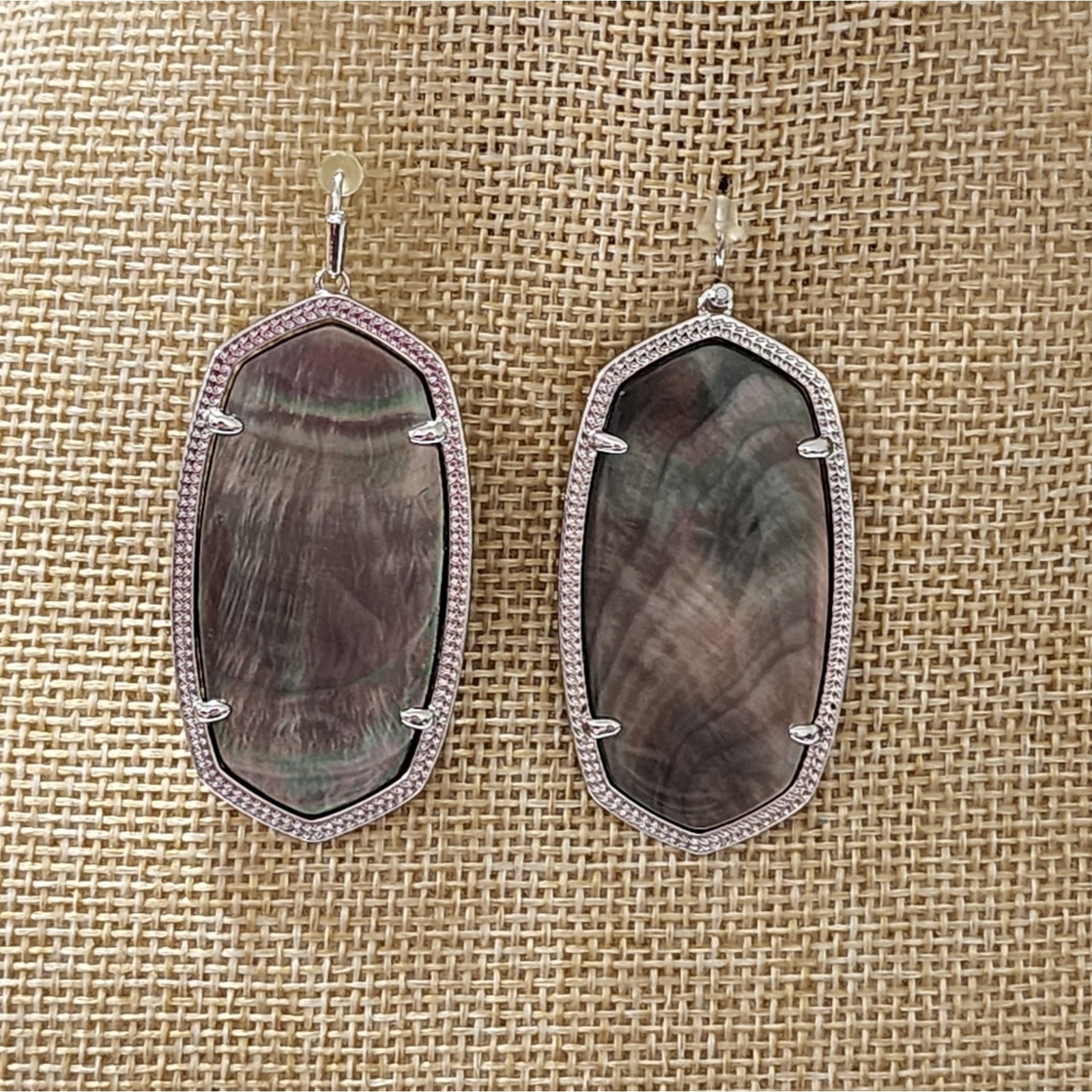 Kendra Scott Black MOP Mother of Pearl? and Silver Rhodium Danielle Earrings