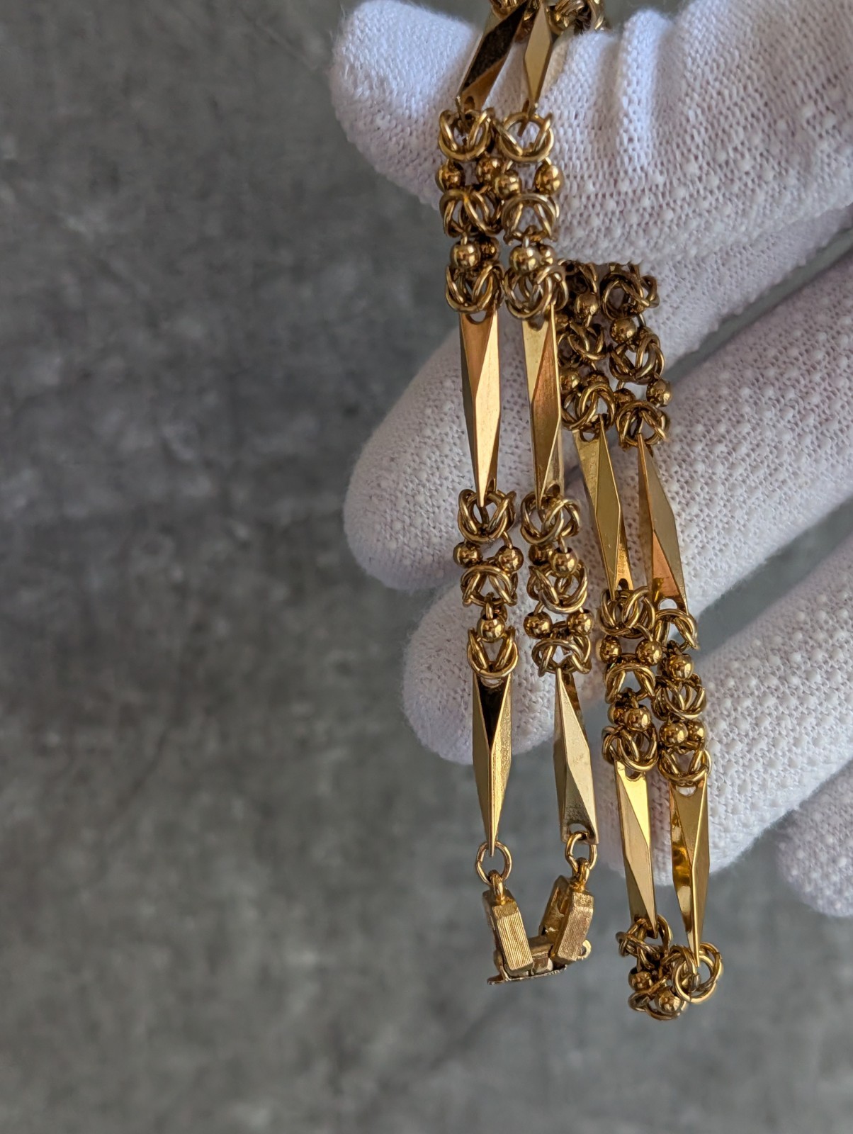 Vintage Givenchy Byzantine Link Bar Station Necklace Gold-Tone 17″
