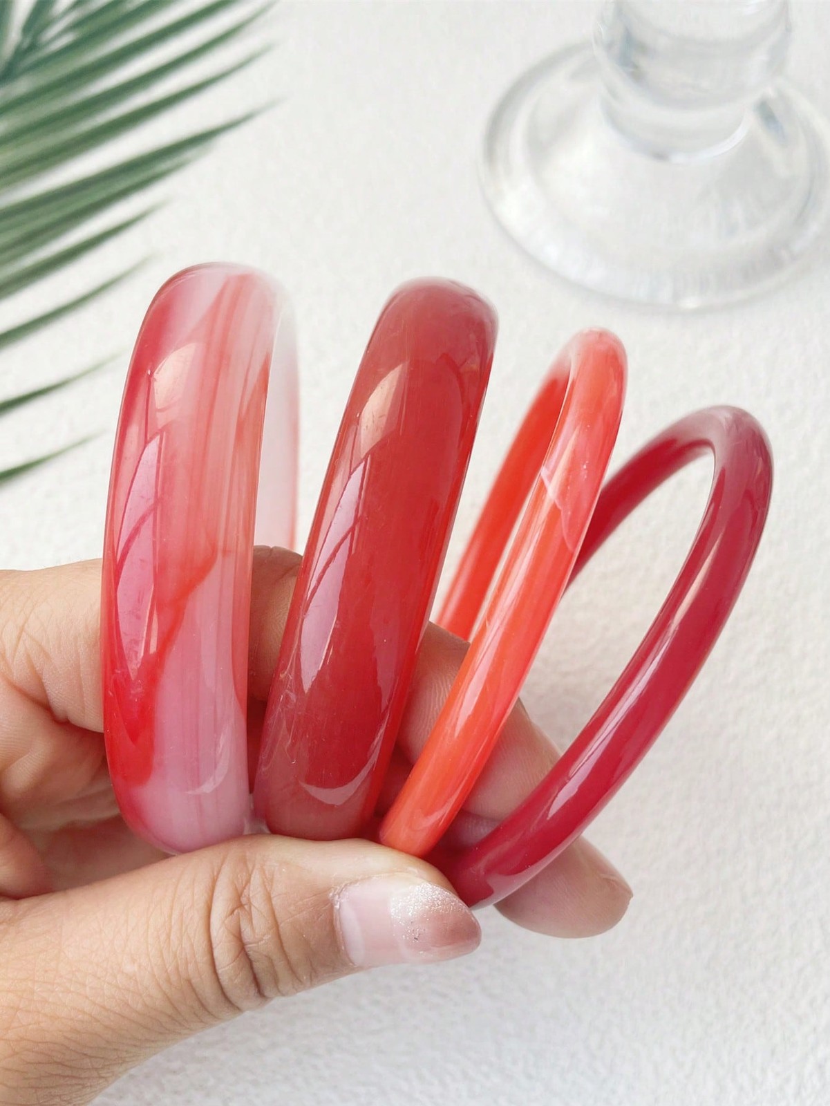 4pcs Multicolor 9 Resin Acrylic Bangle Bracelets For Women Daily Wear