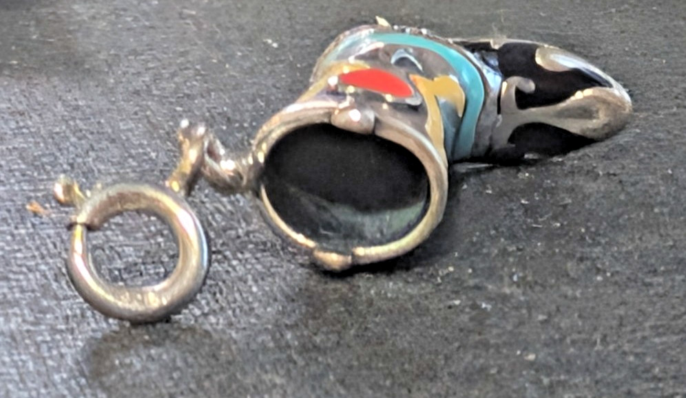 Silver & Enamel Carolyn Pollack Relios SouthWestern Cowboy Boot Charm 8 g