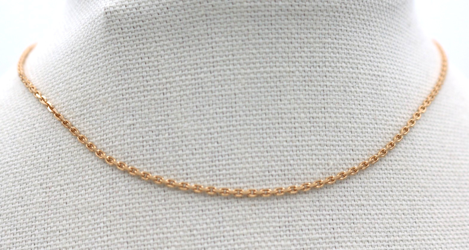 Vintage 18K Yellow Gold Polished Faceted Cable Link Chain Necklace 14″ 5.23g