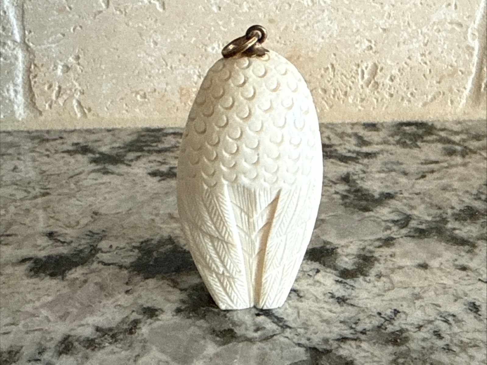 Vintage Hand Detailed Carved White Owl Pendant Charm Wise Owl Masterful Artisan