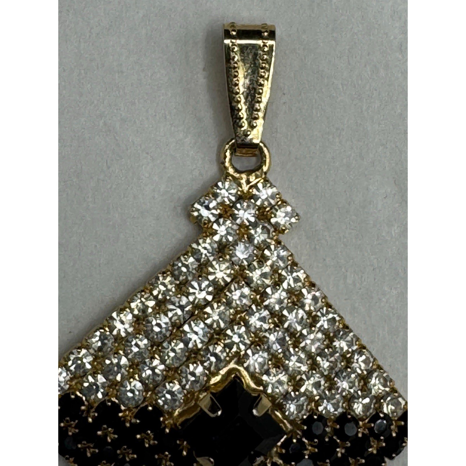 Vintage Black White Rhinestone Pendant Signed AC