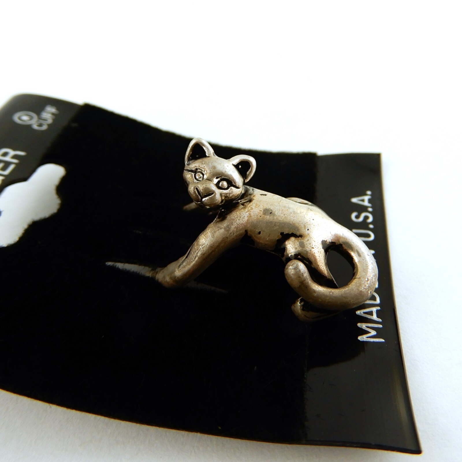 Vintage Pewter or Gold Kitty Cat 3D Earhugger earrings, kitten ear cuff