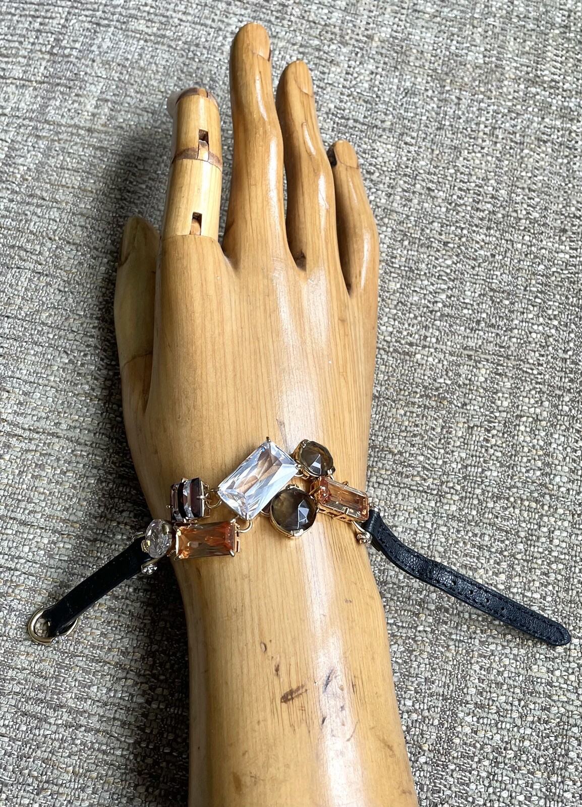 Vintage Bracelet Henri Bendel Gorgeous Stones w Leather Strap