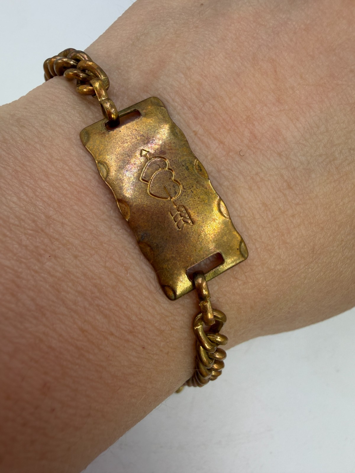 Vintage Bracelet Sweetheart Chain Brass? 7 Inches Lightweight