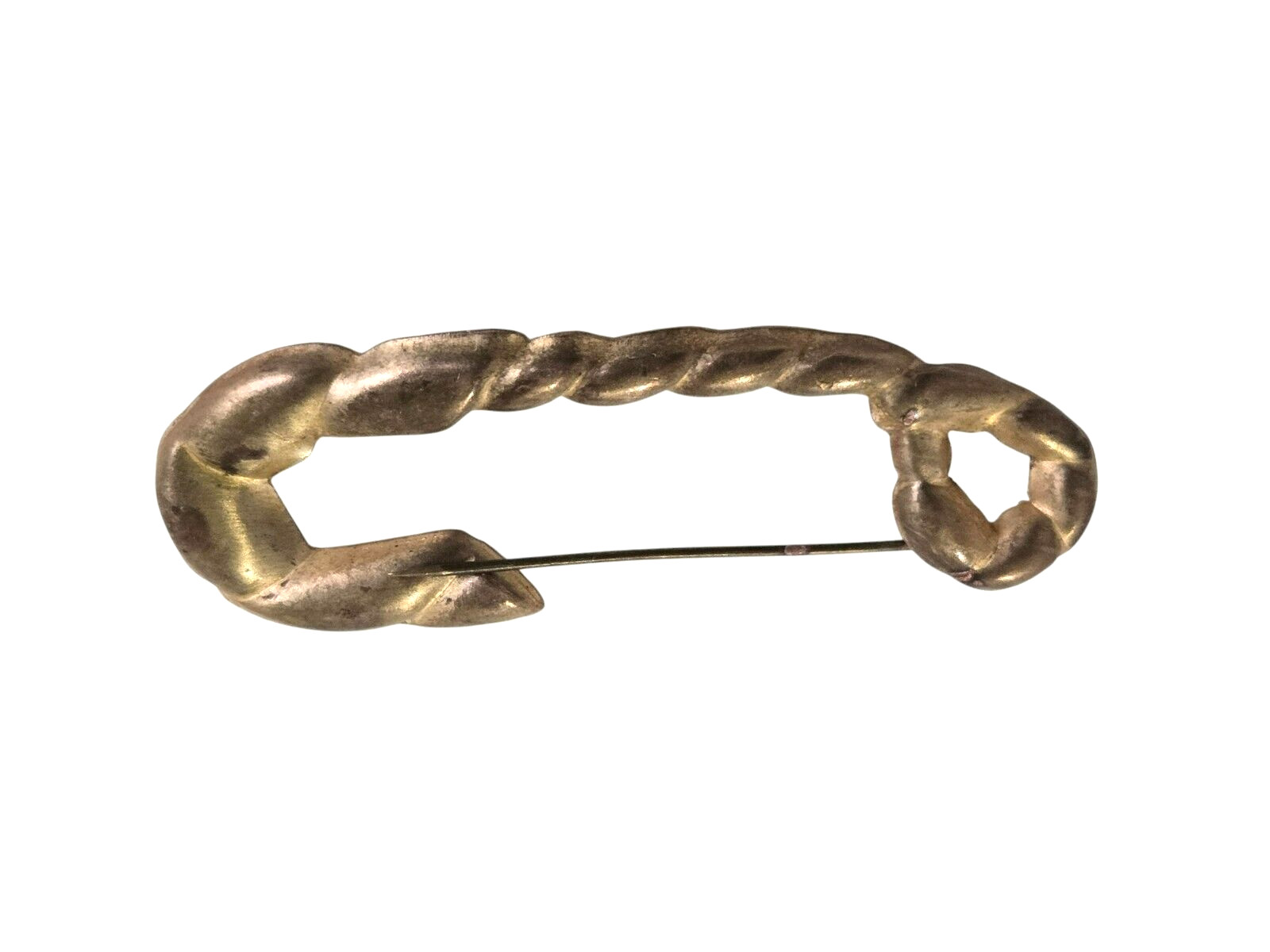 Vintage Lightweight Stylized Safety Pin Shaped Stamped Brooch w/ C Clasp
