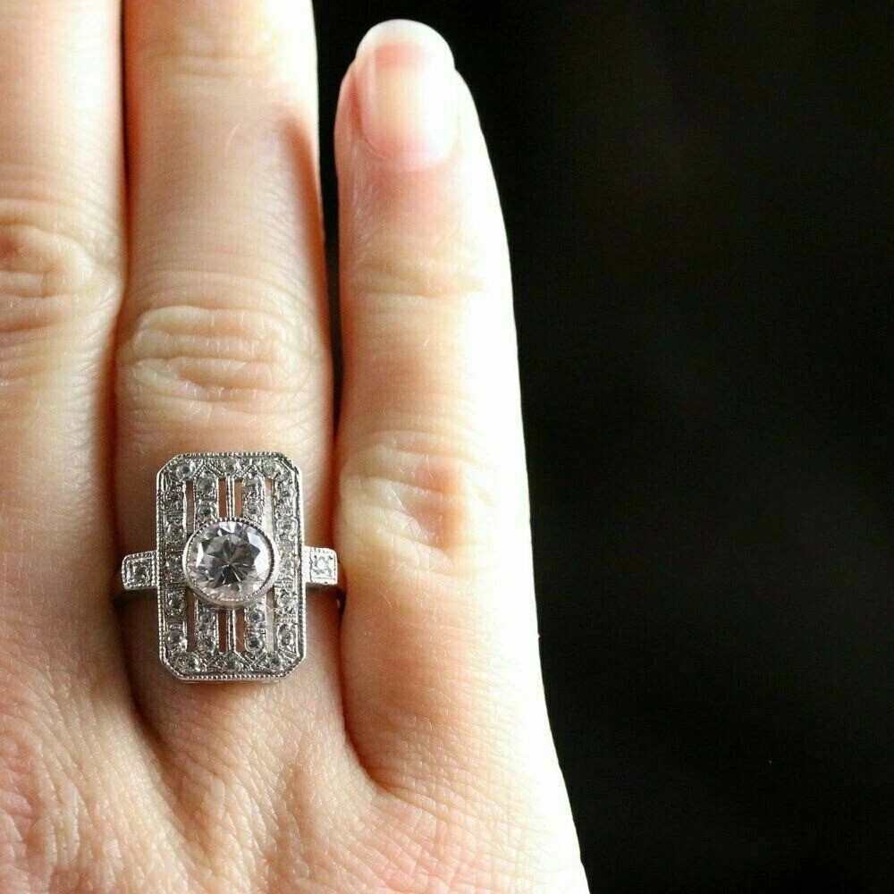 Vintage Art Deco 2.41CT Round Cut Lab Created Diamond 14K Two-Tone Gold Finish