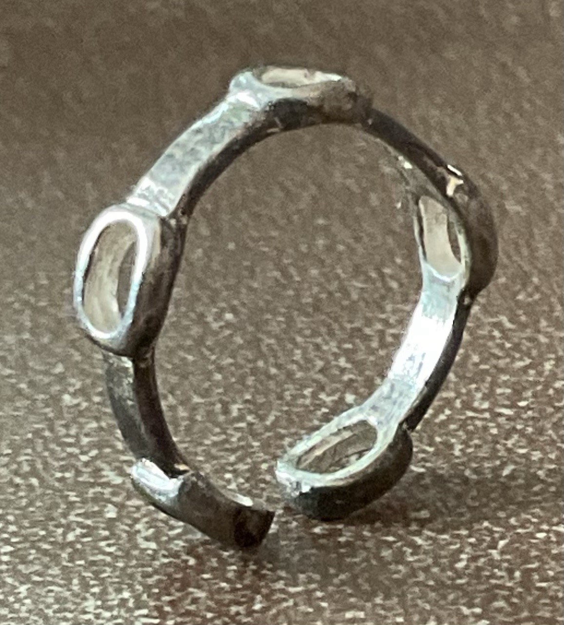 Vtg 925 Sterling Silver Ring Open Chain Link Industrial Modernist Sz 3.5 – 4.25