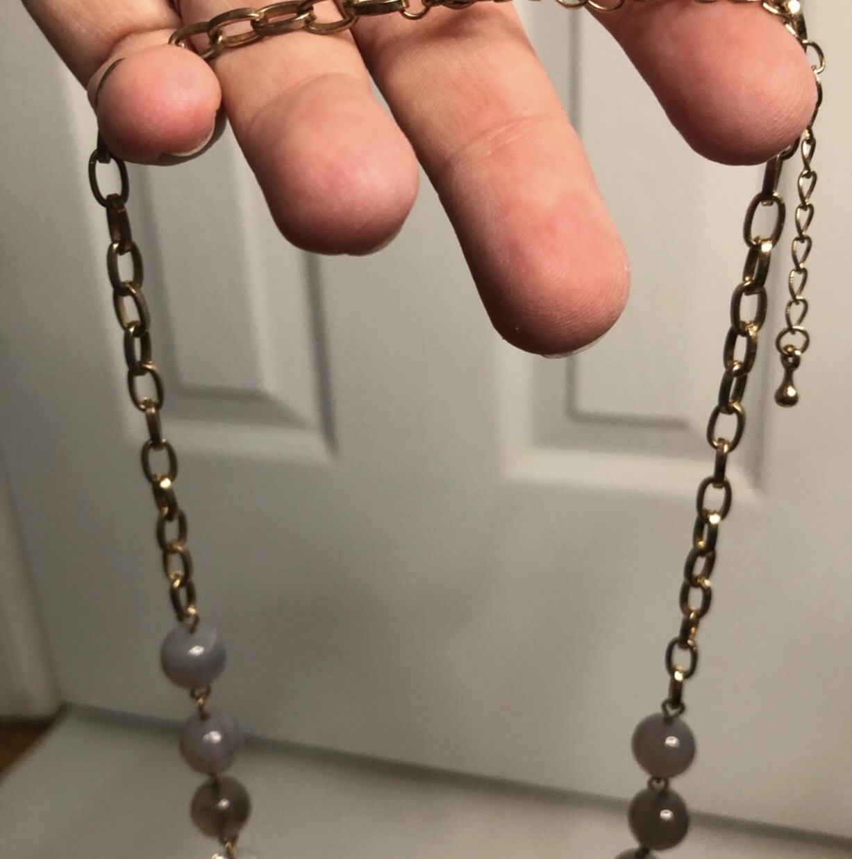 Vintage Beaded Necklace With Geode Like Pendant Classic Boho Cottagecore Whimsy