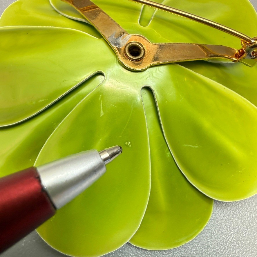 Vintage Brooch Earring Lot Lime Green Enamel Gold Tone Flower Ladybug Enamel
