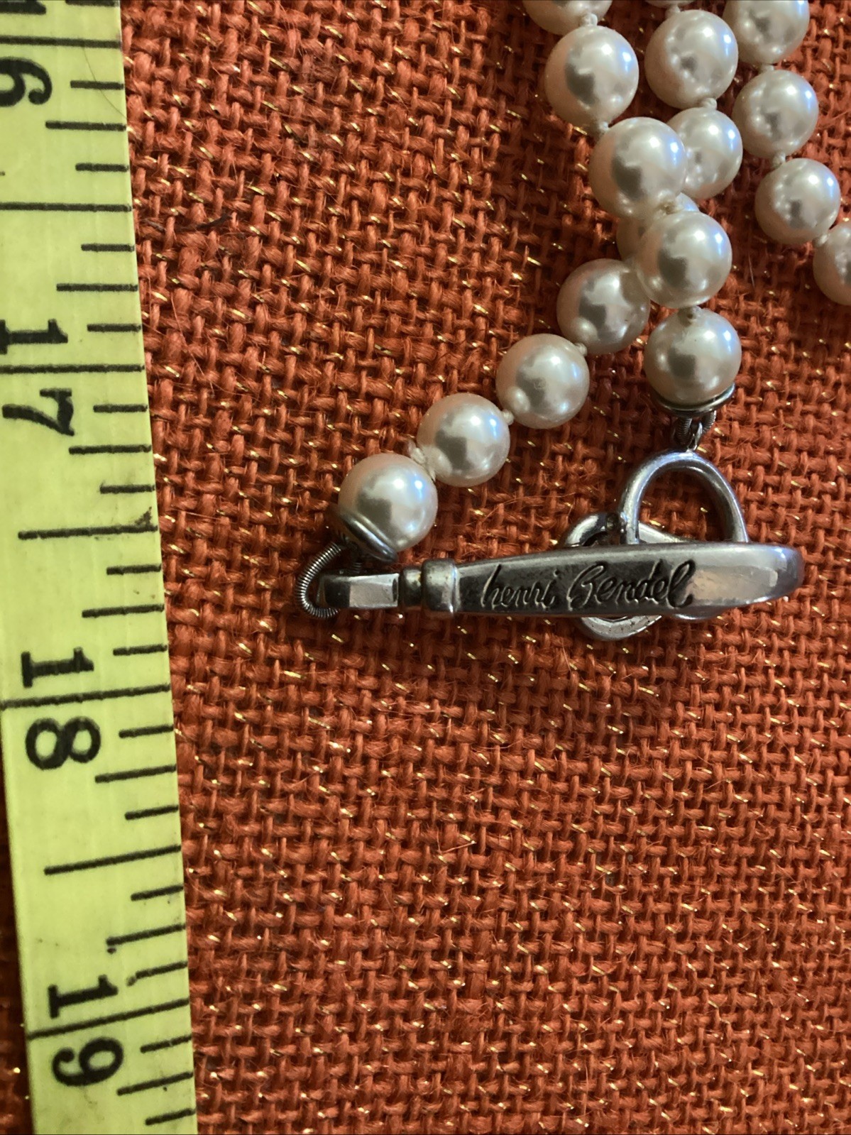 Vintage Henri Bendel 10mm Faux Pearls Necklace 74” STUNNING! Signed