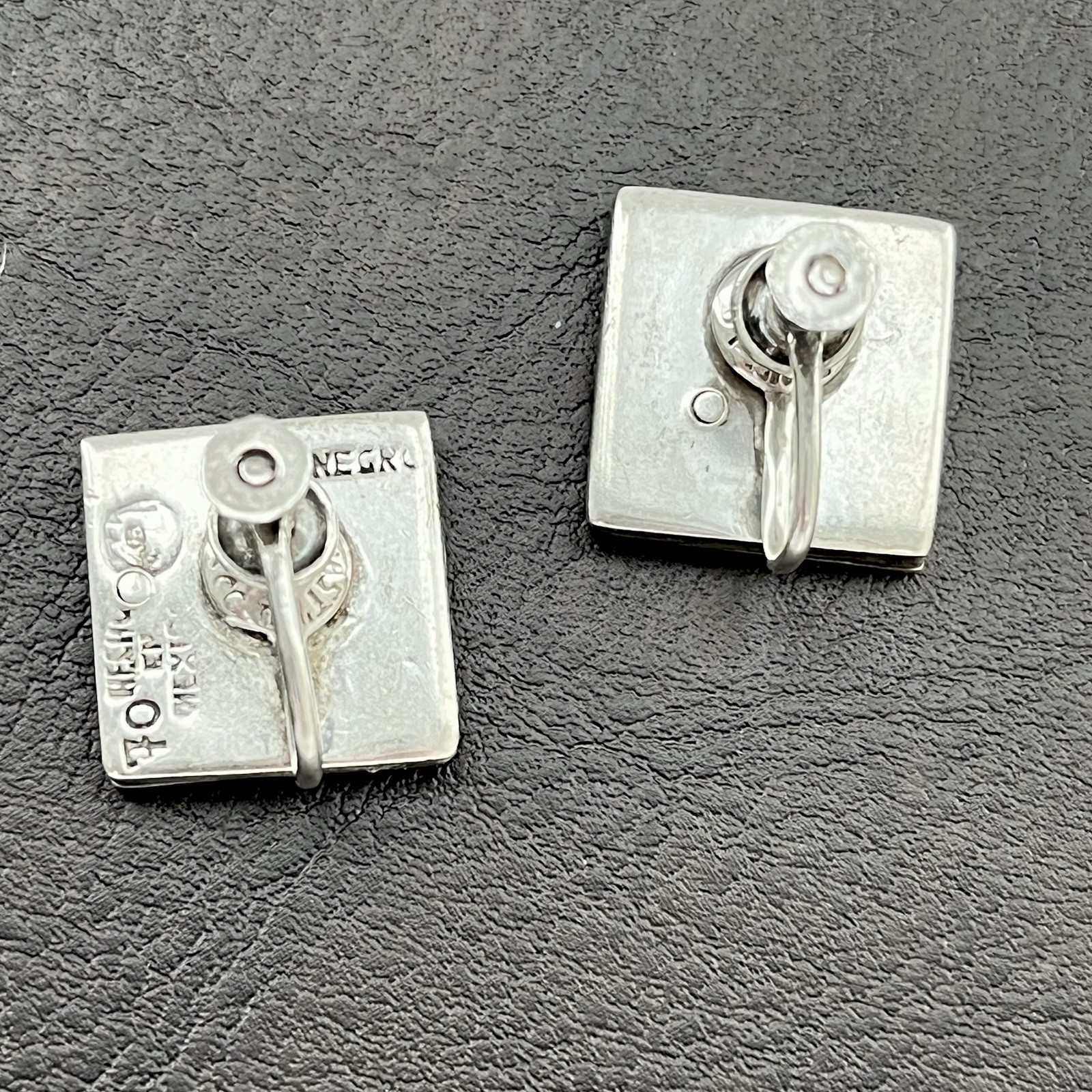 Vintage Los Castillo Onix Negro sterling silver and black onyx earrings