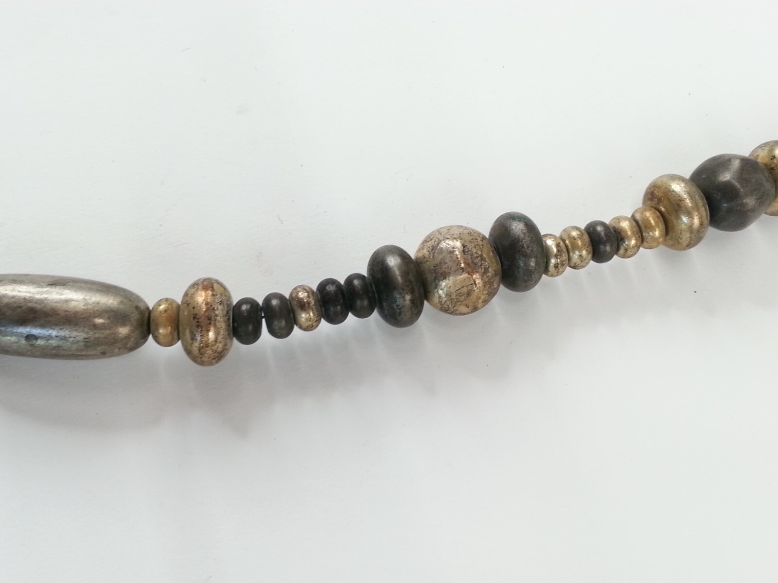 Vintage Beaded Metal Necklace14.5″ / 29″ total length