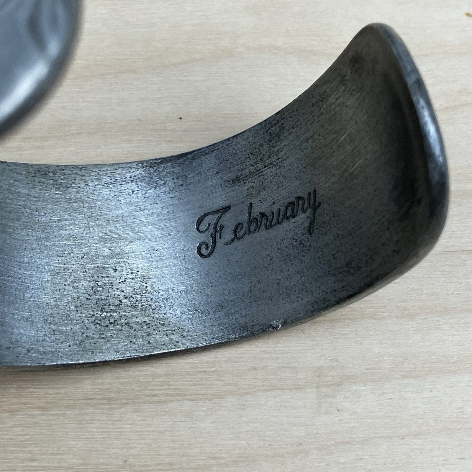 Salisbury Pewter Etched Cuff Bracelet Flowers February