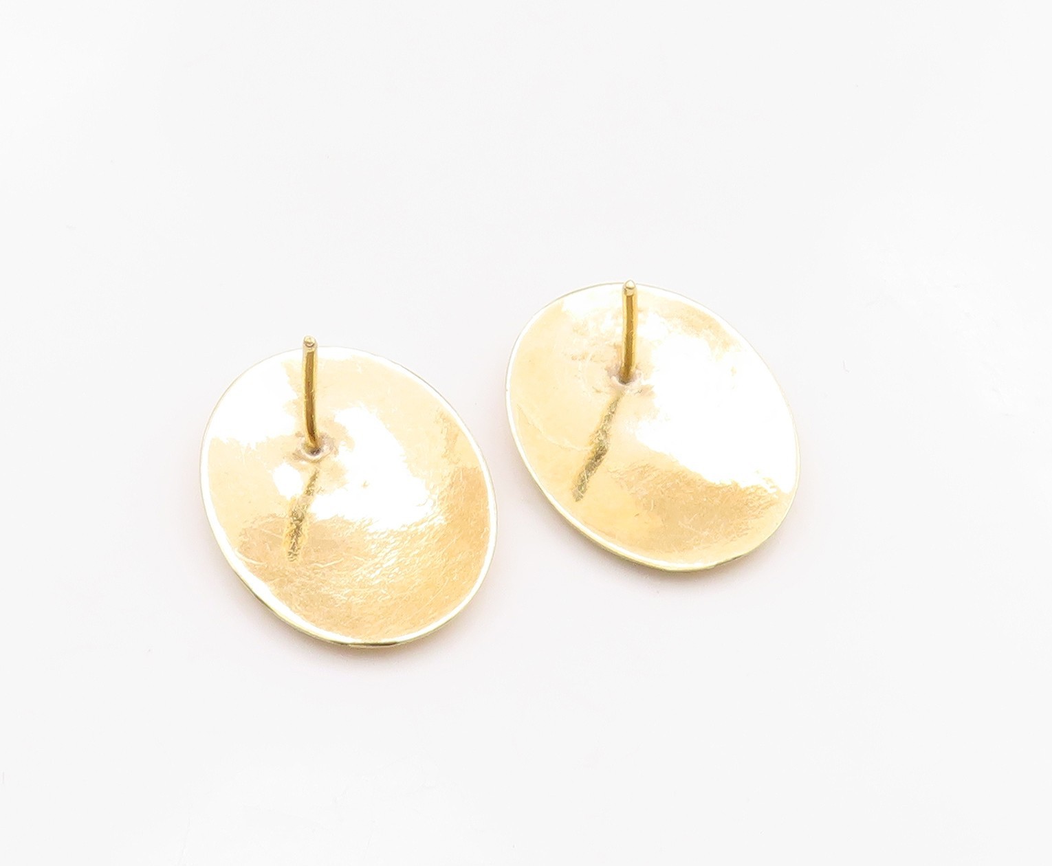 14K GOLD Vintage Earrings Classic Lady Profile Portrait Oval Studs GE357