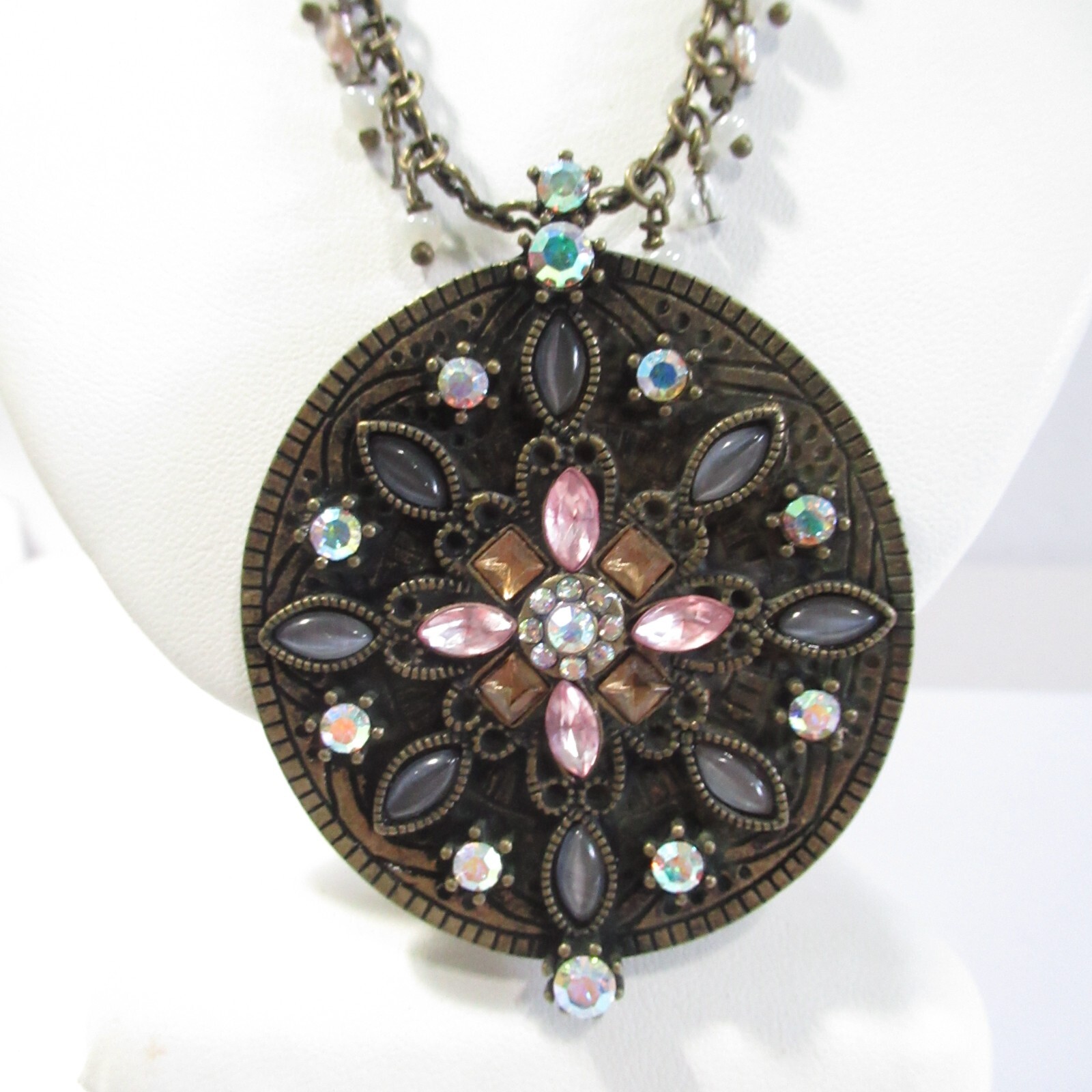 Lia Sophia Long Pendant Necklace Dangles Faux Crystals Pretty Large