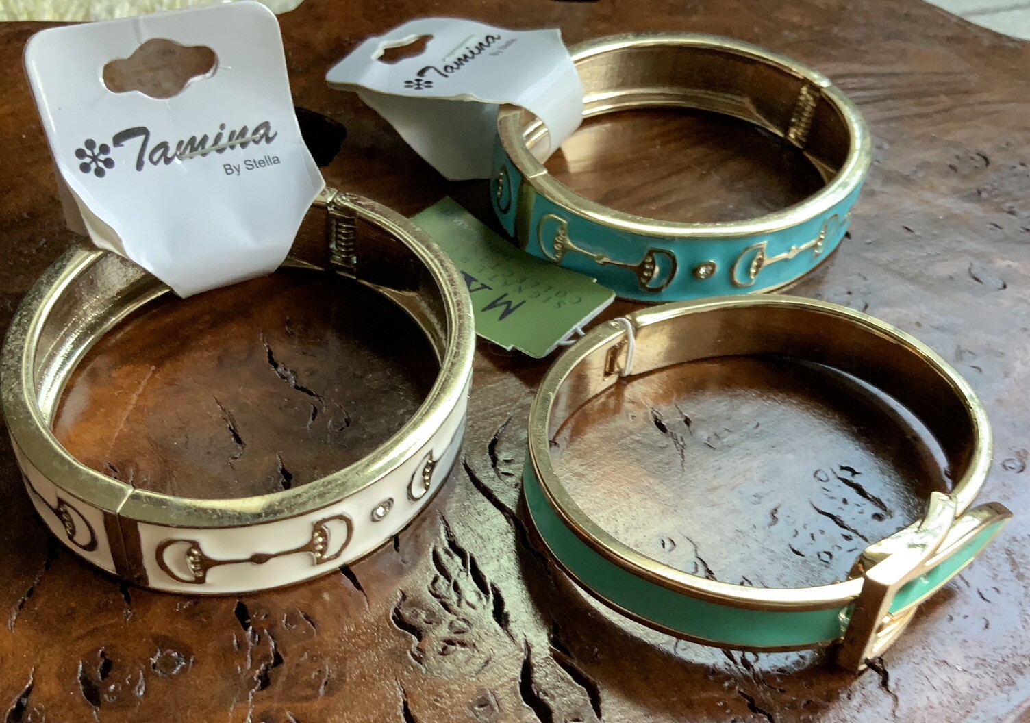 Set Of 3 Enameled Goldtone Bracelets 2 Tamina By Stella 1 MX New With Tags