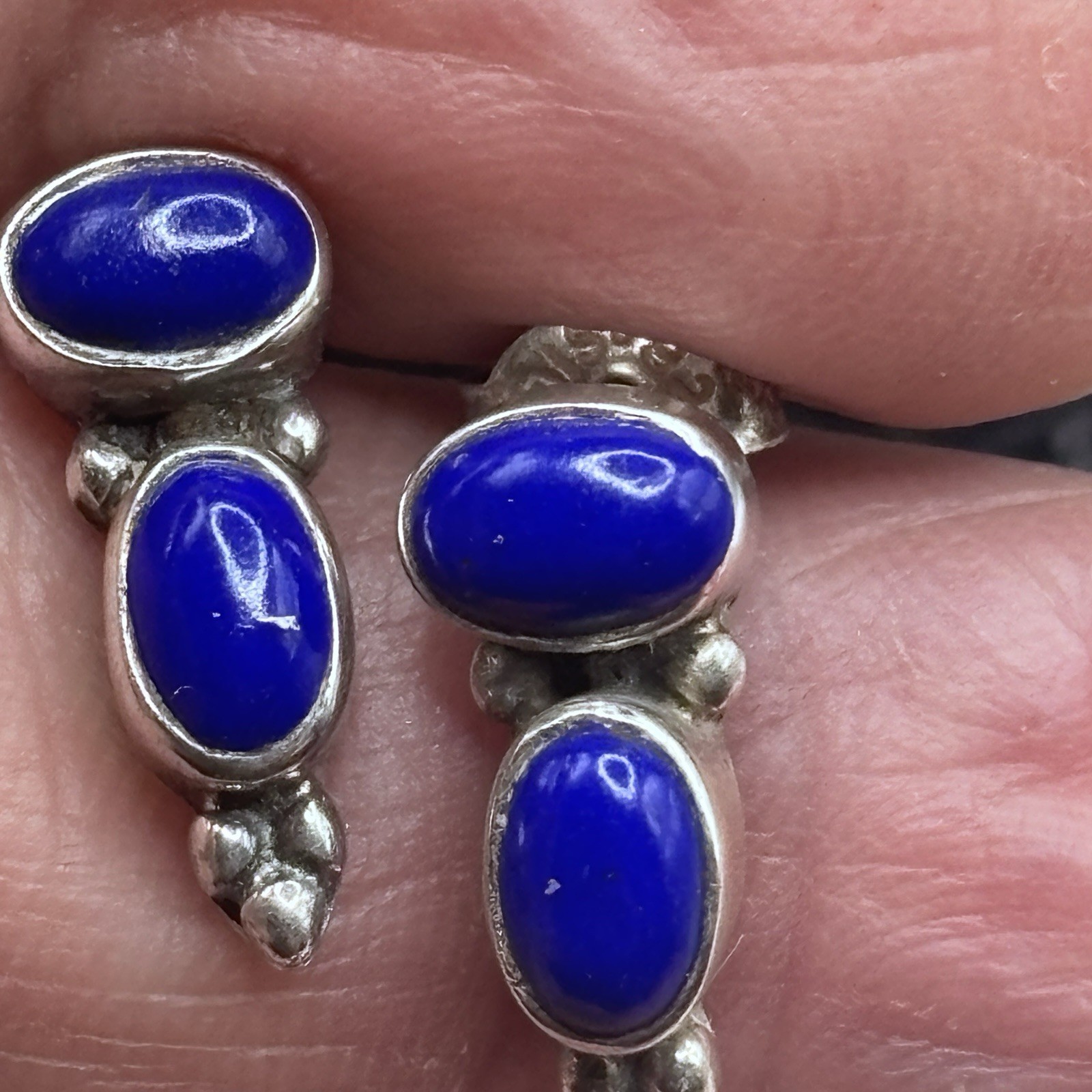 Cobalt Blue Lapis Lazuli Sterling Silver Pierced Earrings, Albuquerque, New Mex.