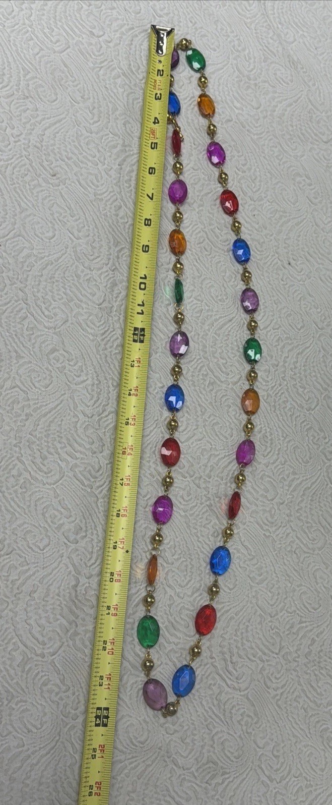 Vintage Multi Color Crystal Open Bezel-Set Station Transparent Acrylic Necklace