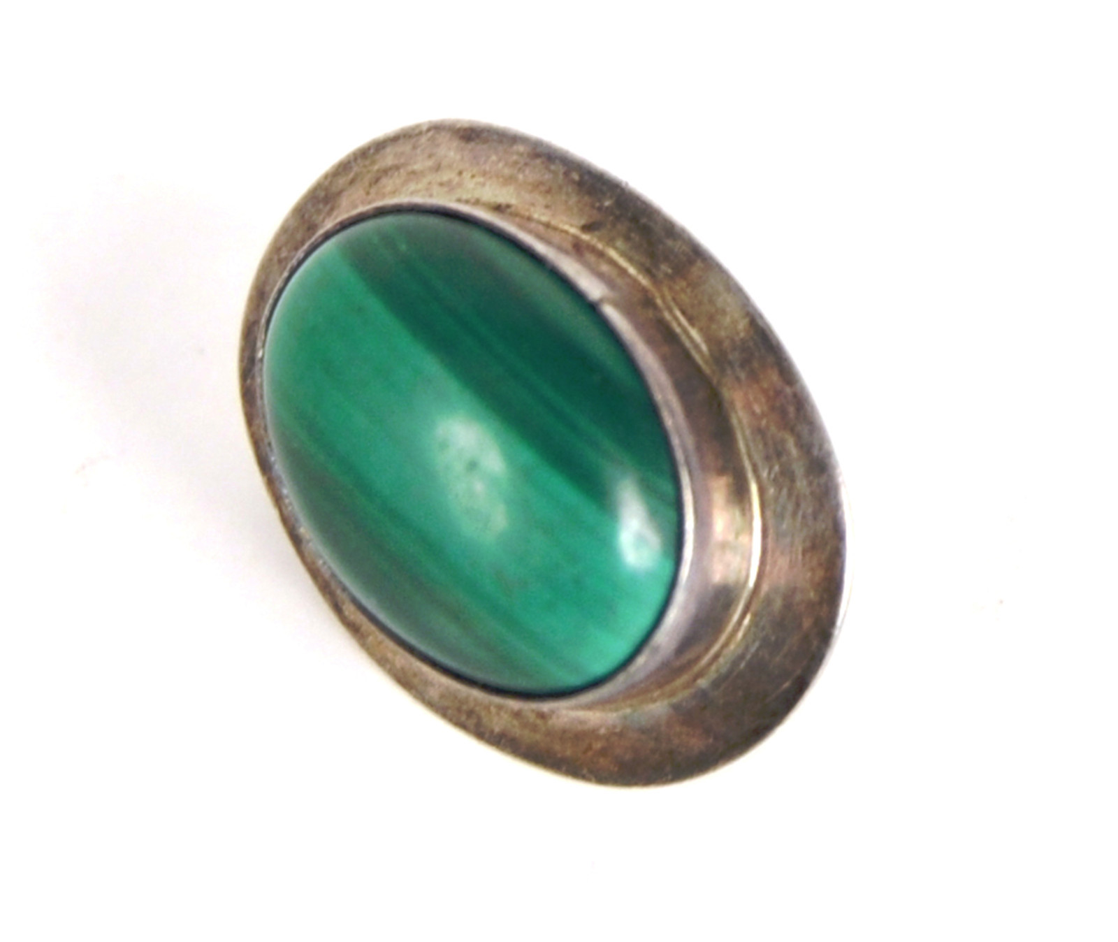 Sterling Slver Malachite Greenpost Earrings Pierced Large Stud