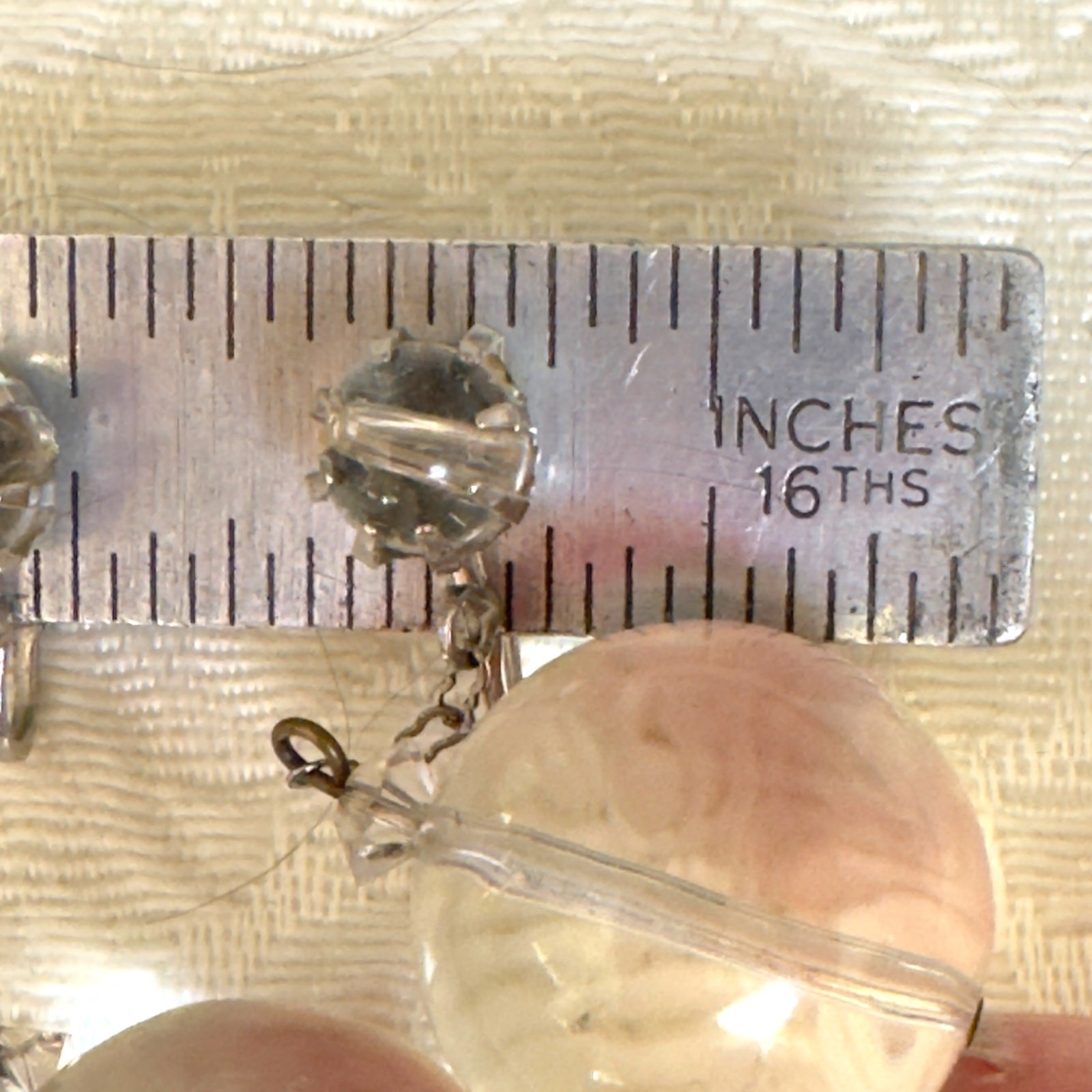 Antique Pools of Light Clip On Rock Crystal Ball Vintage Deco Swing Earrings