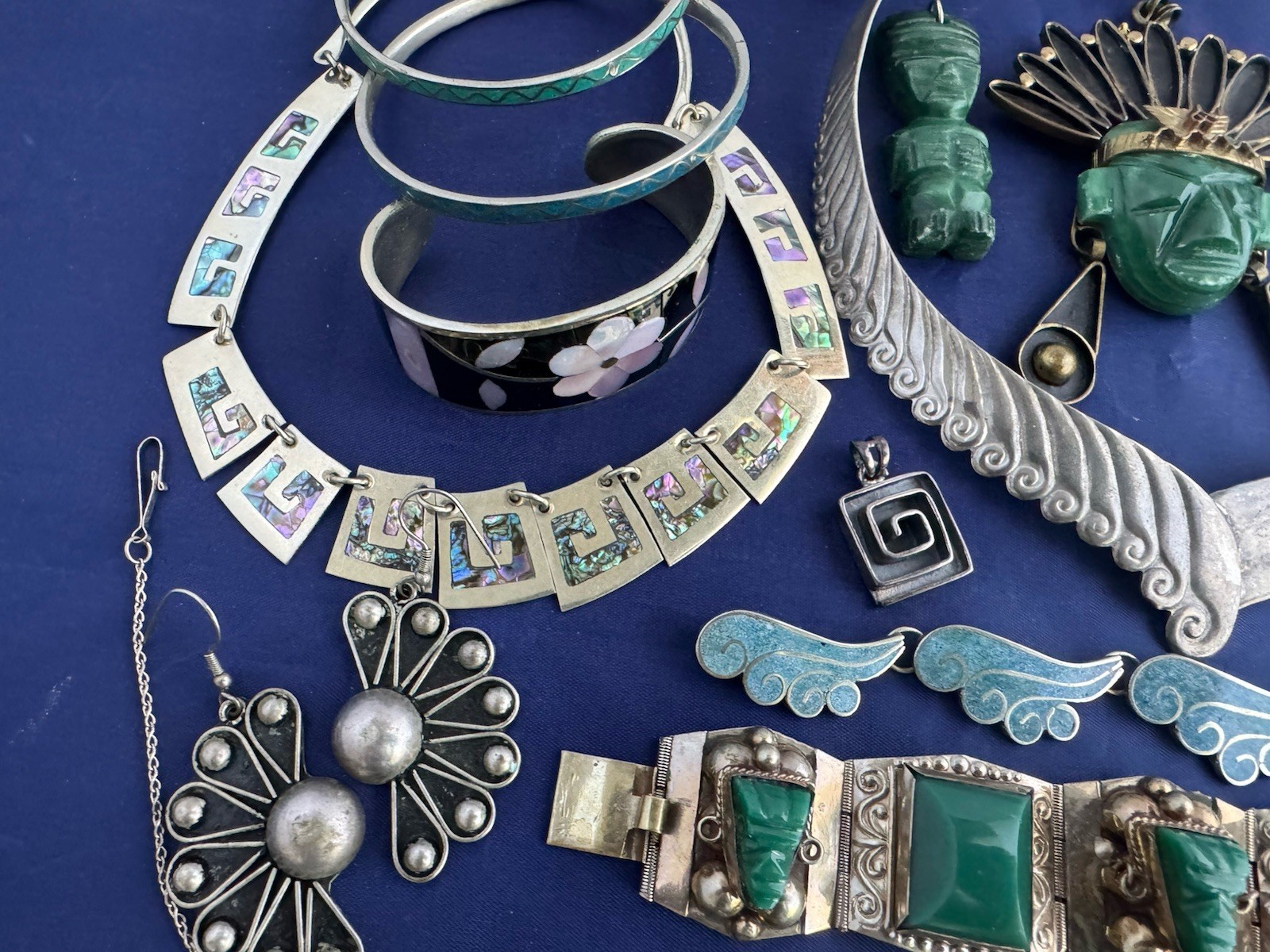 Vintage Jewelry Lot Mexico Alpaca Boho Ethnic Tribal Runway 30 Pc Bracelet Nlace