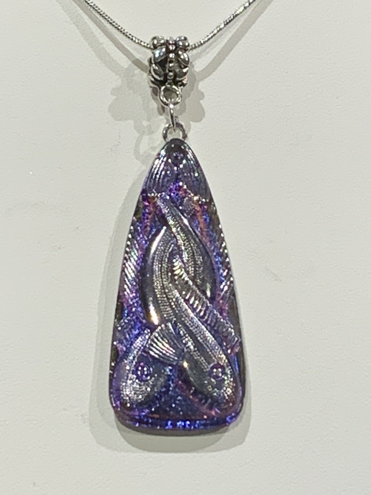 RARE-ANTIQUE EGYPT REVIVAL VIOLET/BLUE FLASH CZECH GLASS SERPENT NECKLACE.s-NEW