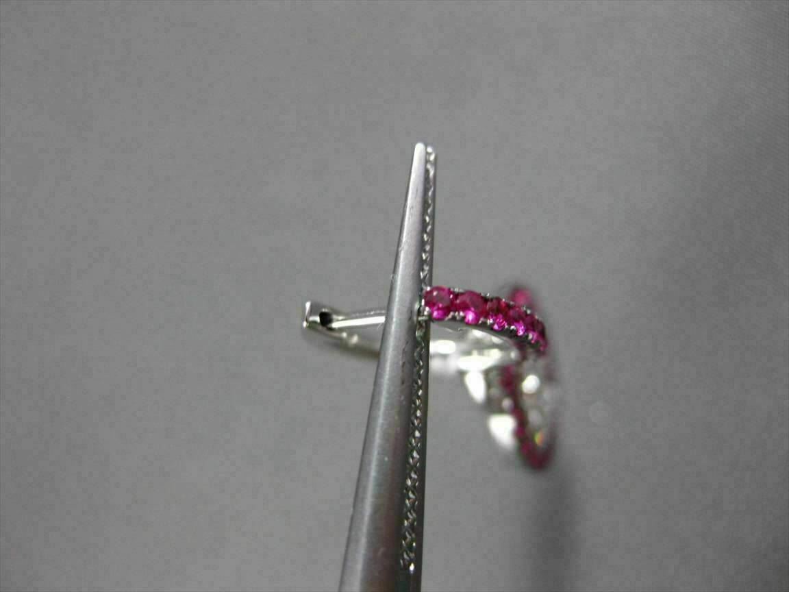 ANTIQUE 1.53CT PINK SAPPHIRE & DIAMOND 18KT WHITE GOLD FLOWER HANGING EARRINGS