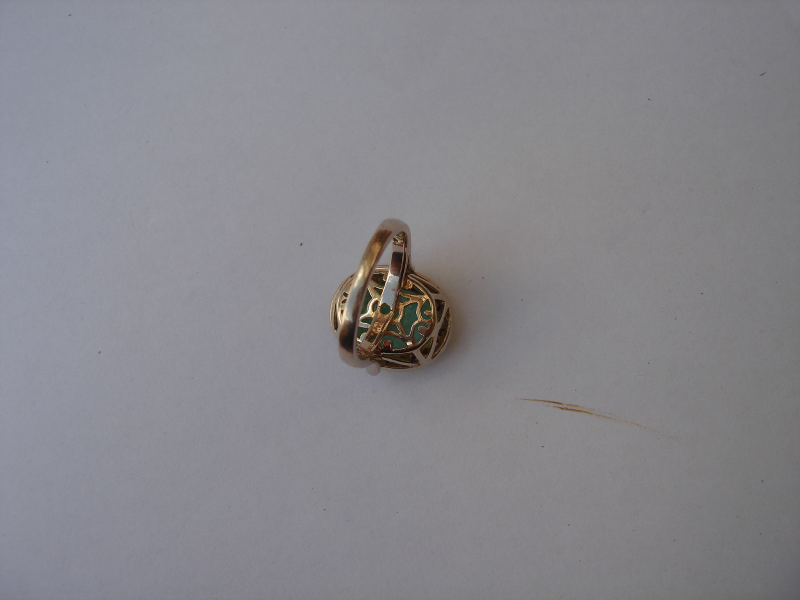 VINTAGE ELEGANT 14K SOLID WHITE GOLD BERYL EMERALD DIAMONDS COCKTAIL RING SIZE 6