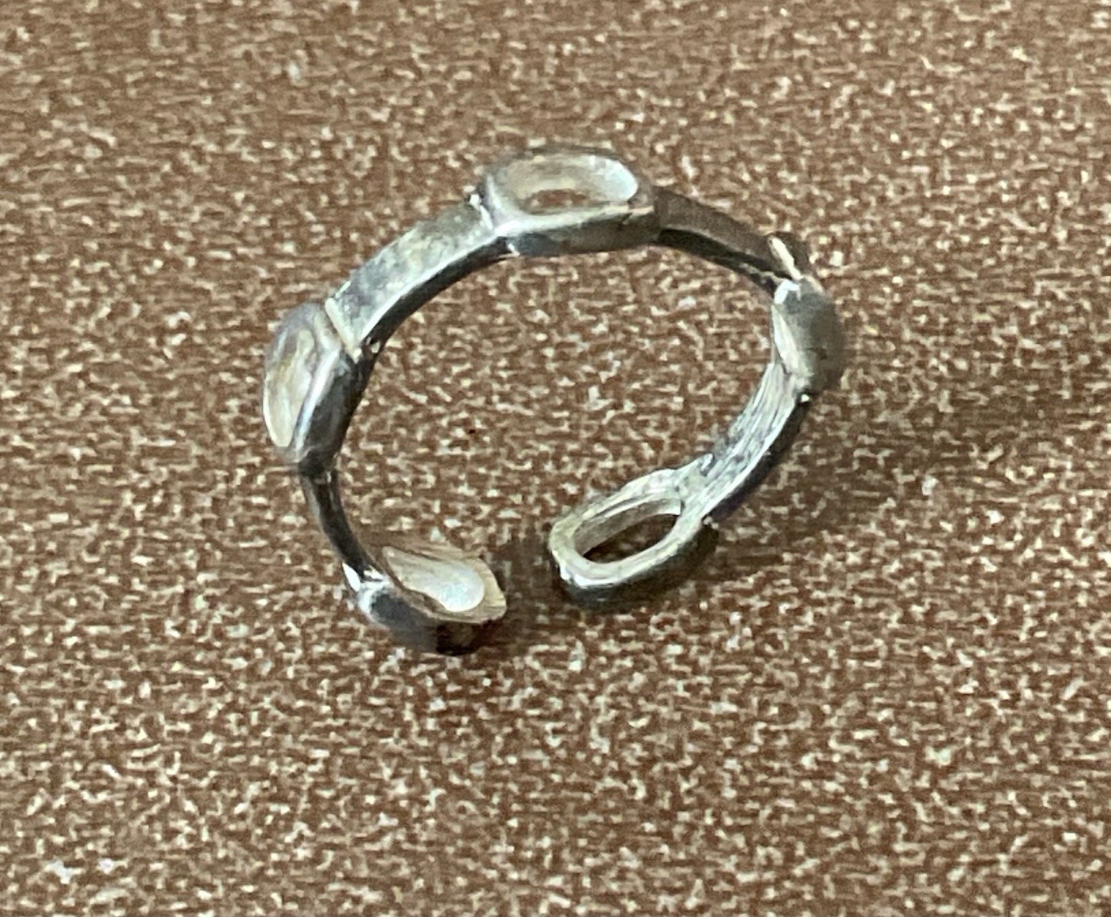 Vtg 925 Sterling Silver Ring Open Chain Link Industrial Modernist Sz 3.5 – 4.25