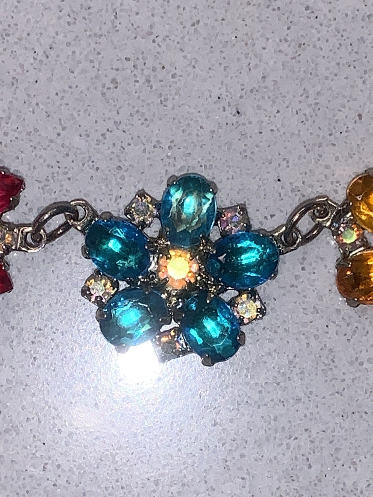 Multi Flower Crystal Colorful Floral Festoon Bib Necklace