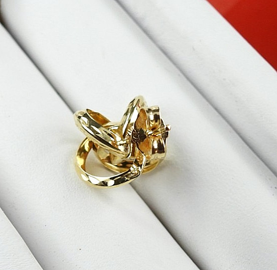 Vintage 14K Yellow Gold Intertwined Ribbon Knot Stud Earrings Openwork Swirl