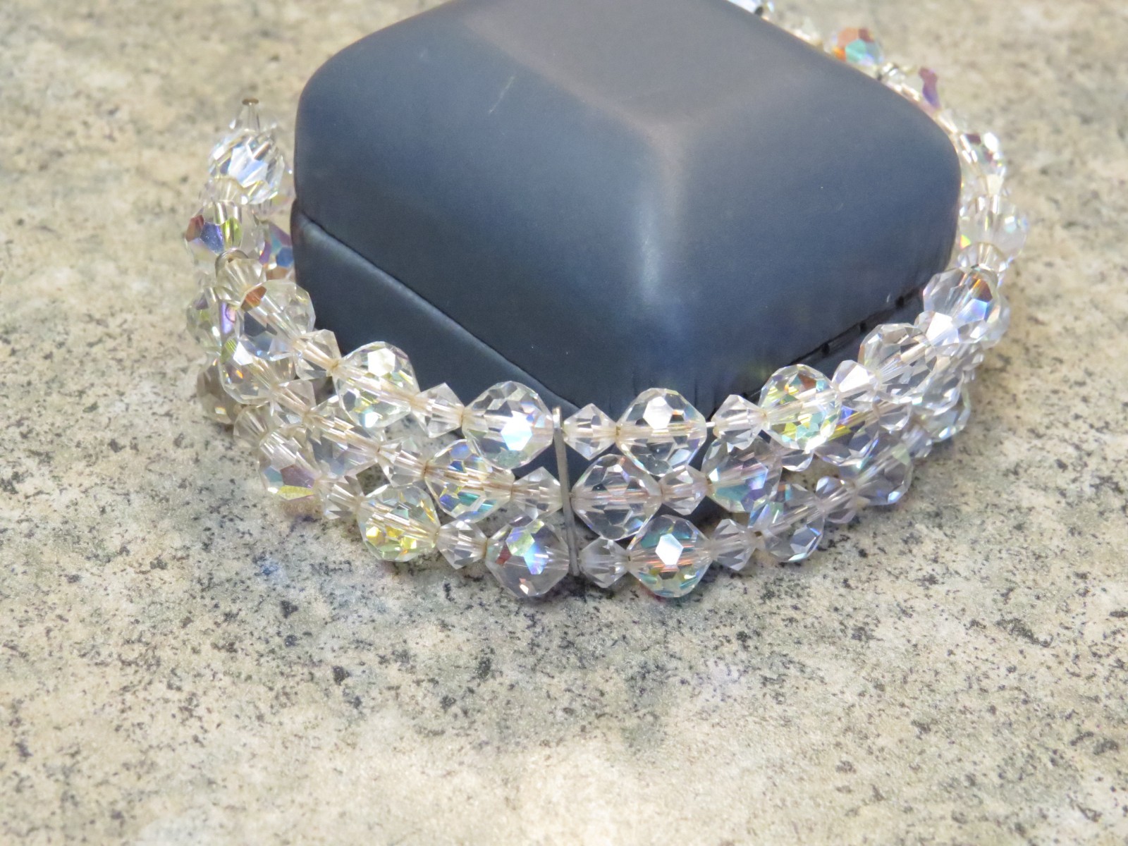 Vintage Aurora Borealis Crystal Beaded Stretch Bracelet