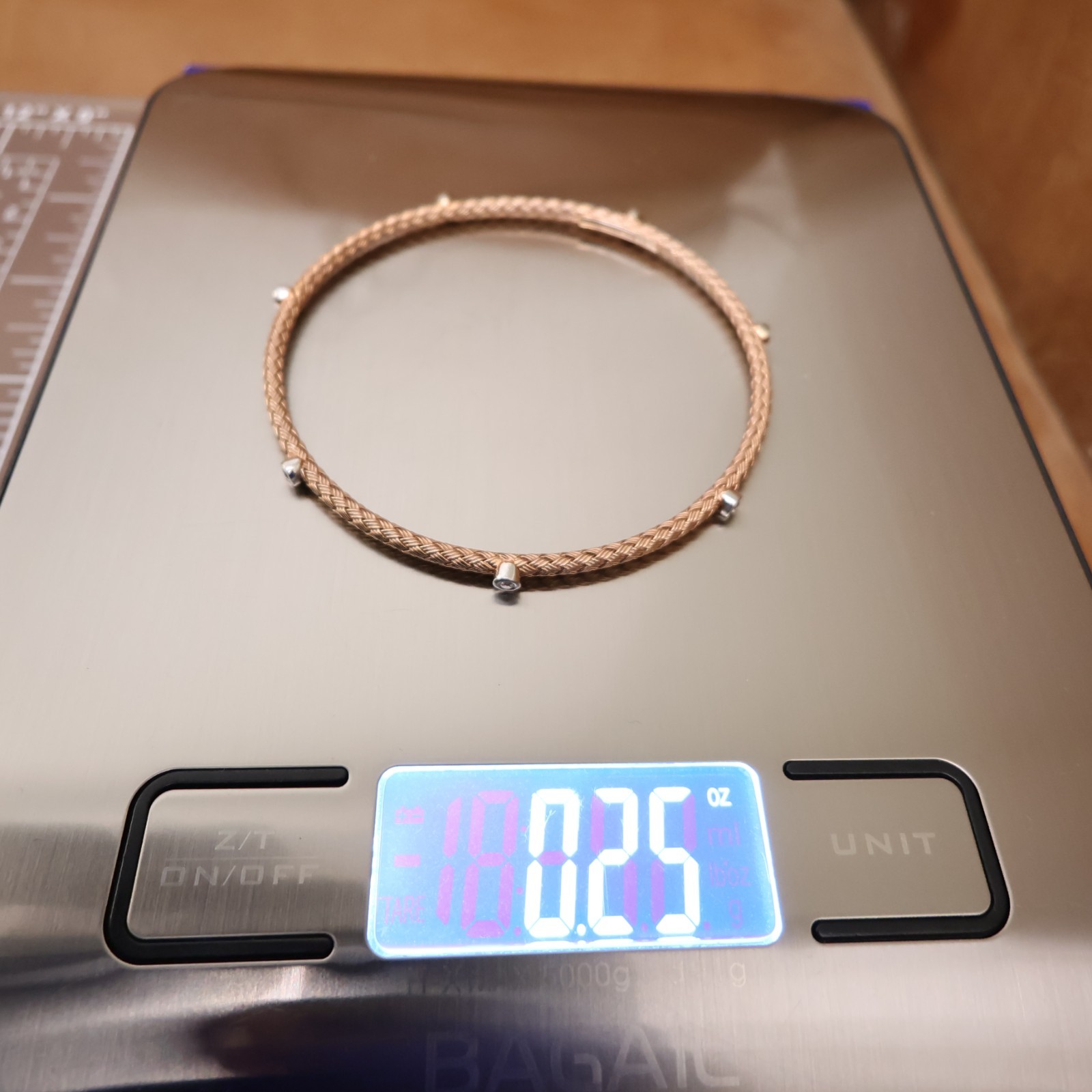 JCM Jewelry bracelet 18K rose gold clad 925 sterling silver DMQ stations 7.25in